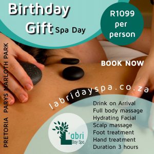 birthday gift spa special L'abri Pretoria